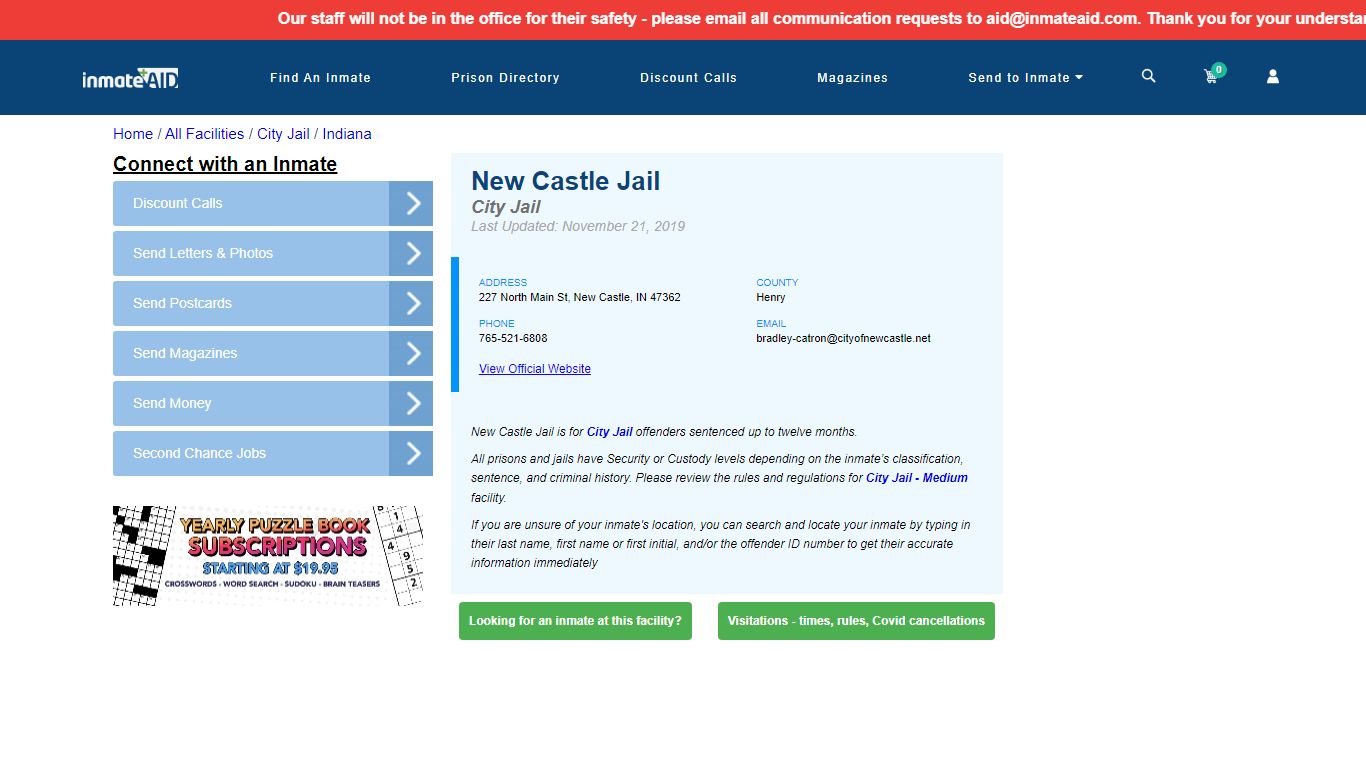New Castle Jail | Inmate Locator